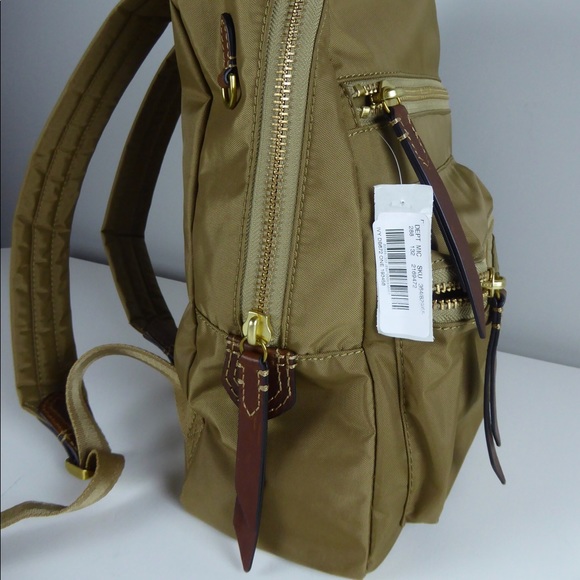 Frye Ivy Backpack Nylon Leather Brass Zippers NWT - Picture 6 of 8